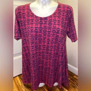 LuLaRoe Pink and Purple Patterned Shirt